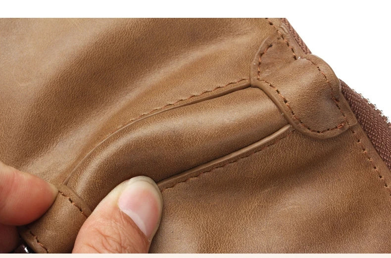 Men's Retro Small Bag Short Moneybag Business Purse Thin Zipper Billfold