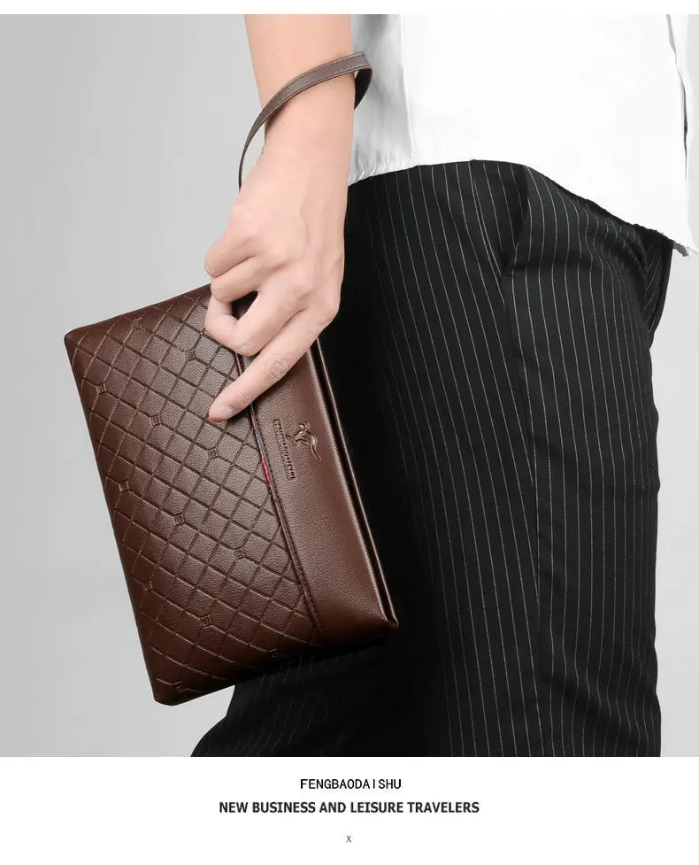 Men's Soft Leather Envelope Clutch Handbag