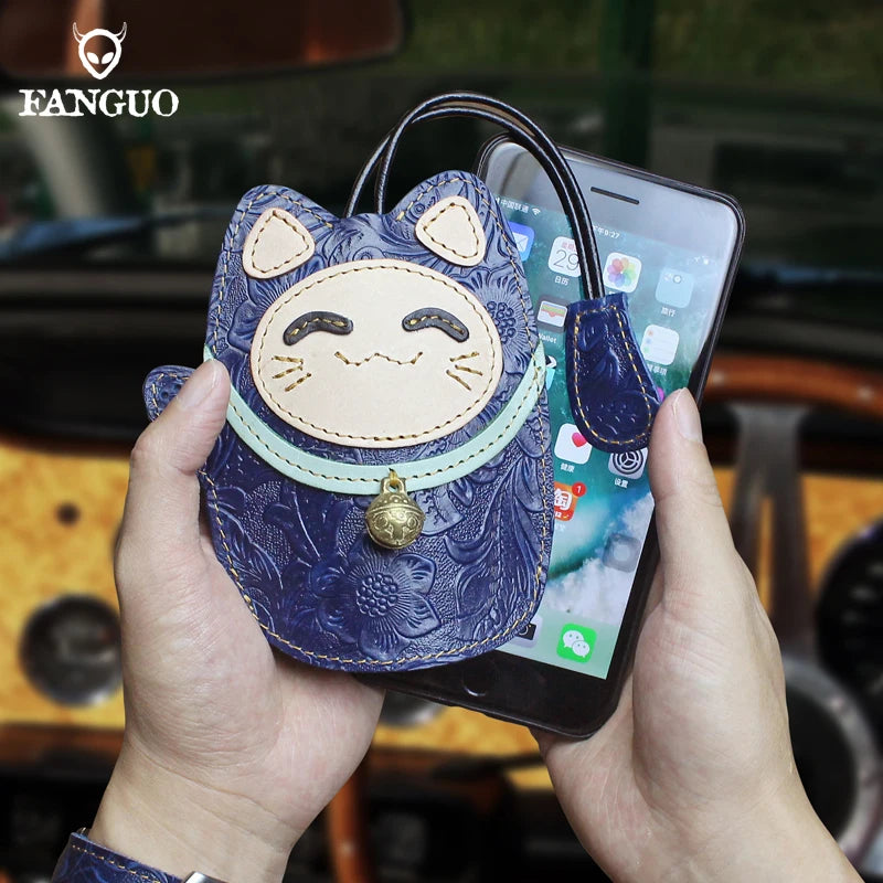 Men's Leather Smart Key Holder Housekeeper Key Case Keychain Key Pouch