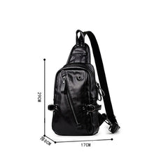 Men's Leather Sling Bag Chest Crossbody Shoulder Bag Soft Leather