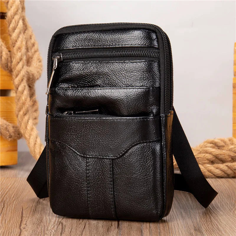 Men's PU Leather Waist Packs Phone Pouch Bags Waist Bag