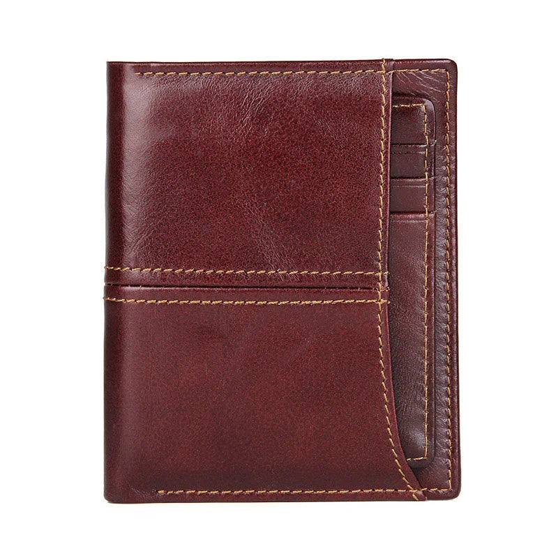 Men's RFID Anti-Theft Leather Wallet Large Capacity Vintage Purse