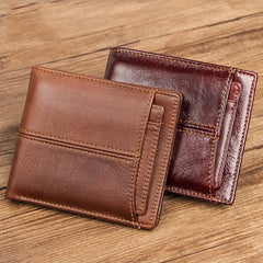 Men's RFID Anti-Theft Leather Wallet Large Capacity Vintage Purse