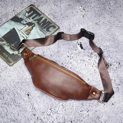 Men's Retro Waist Bag Waterproof PU Leather Chest Bag Casual Men's Messenger Bag