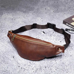Men's Retro Waist Bag Waterproof PU Leather Chest Bag Casual Men's Messenger Bag