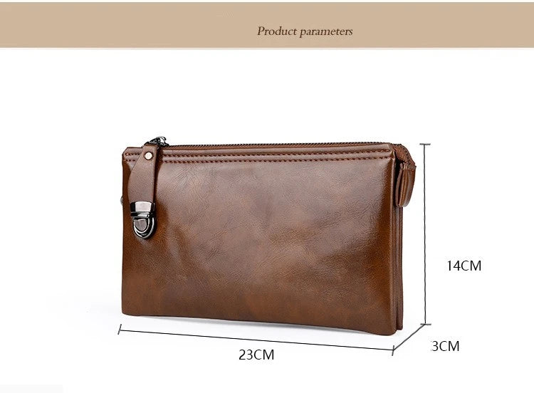 Men's Retro Wallet PU Hand Bag with Safety Lock