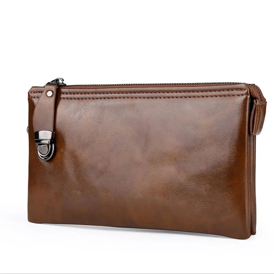 Men's Retro Wallet PU Hand Bag with Safety Lock