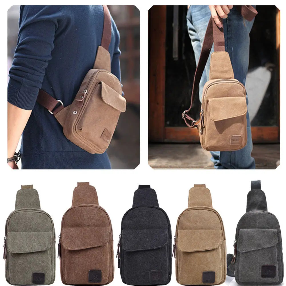 Men's Small Chest Sling Bag Travel Hiking Cross Body Messenger Shoulder Backpack