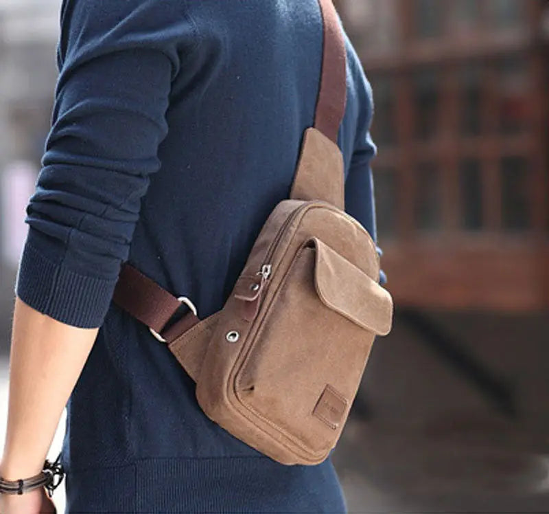 Men's Small Chest Sling Bag Travel Hiking Cross Body Messenger Shoulder Backpack