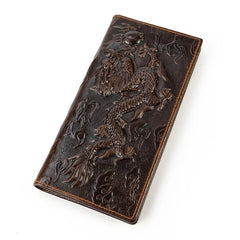 Vintage Crocodile Leather Wallet Brown Bifold Chain Snap Phone Pocket Long Purse