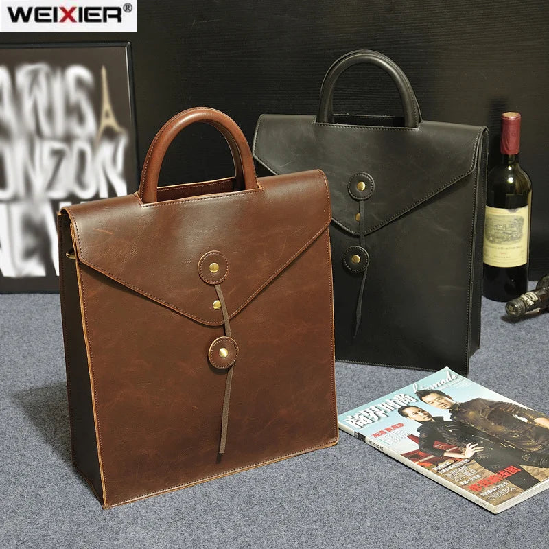 Men's Vintage Backpacks Crazy horse Leather school bag Computer Laptop bag pack