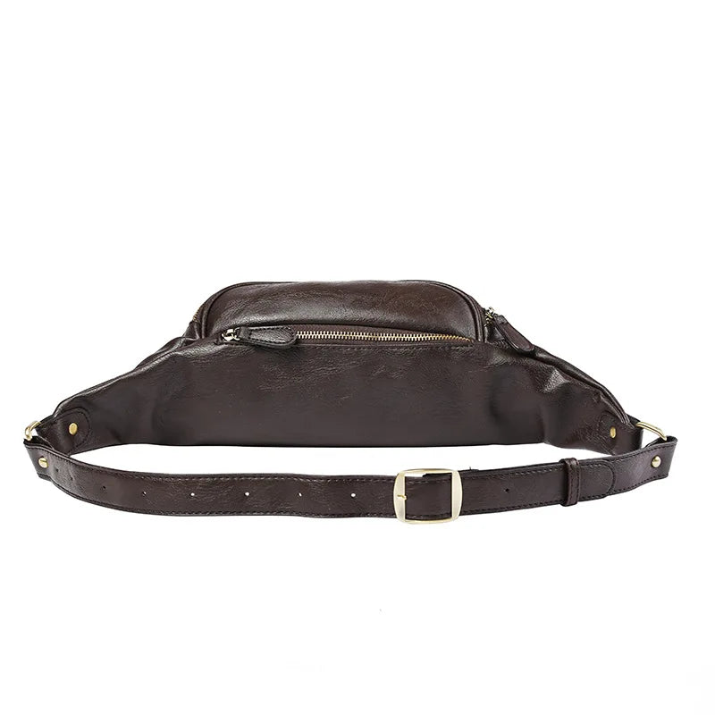 Men's Vintage Chest bag Crazy horse Leather Messenger Bag