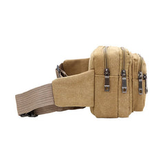 Men's Waist Bag Durable Waist Packs Belt Messager Shoulder Bags Vintage Canvas