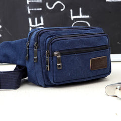 Men's Waist Bag Durable Waist Packs Belt Messager Shoulder Bags Vintage Canvas