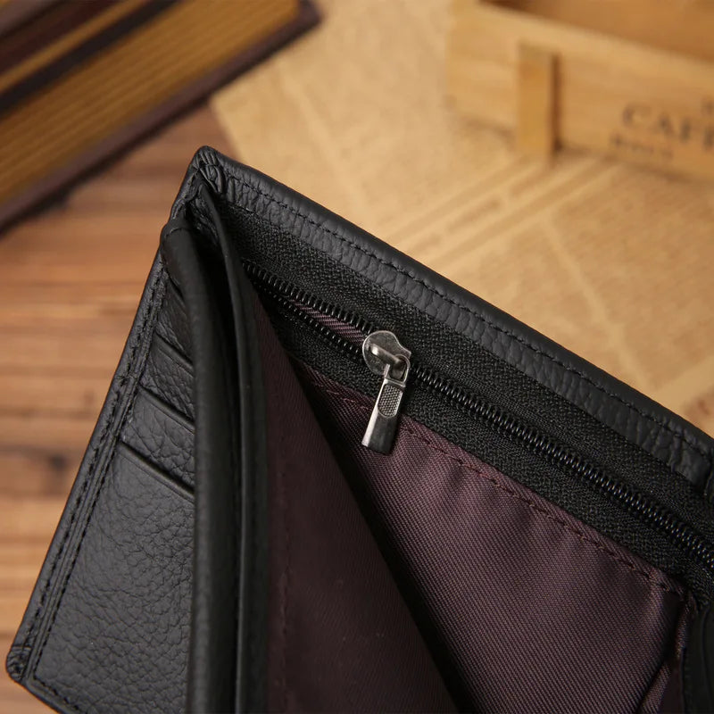 Men's Leather Wallet Premium Cowhide Short Wallet Portefeuille Homme