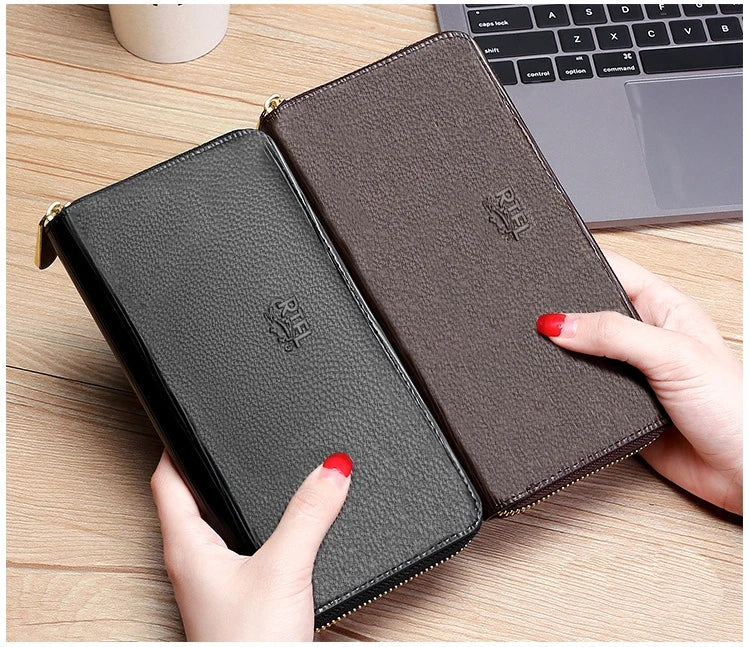 Men's Leather Wallet Clutch Bag Man Purse Carteira Masculina Couro