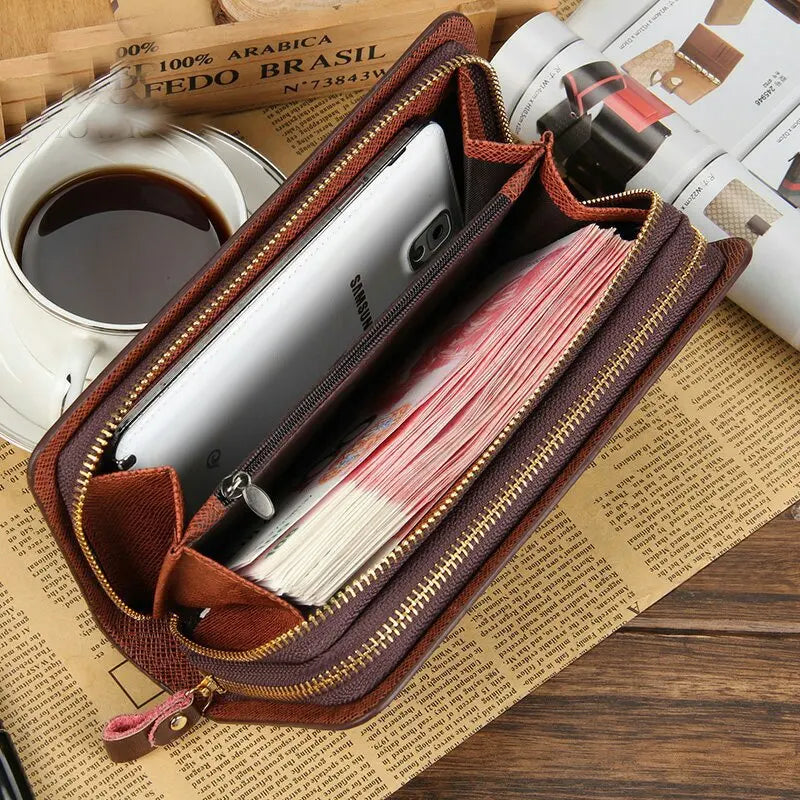 Men's Leather Wallet Clutch Bag Billeteras Masculina