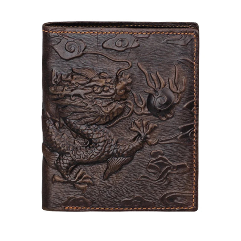 Men's Leather Wallet with Dragon Embossing RFID Protection