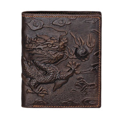Men's Leather Wallet with Dragon Embossing RFID Protection