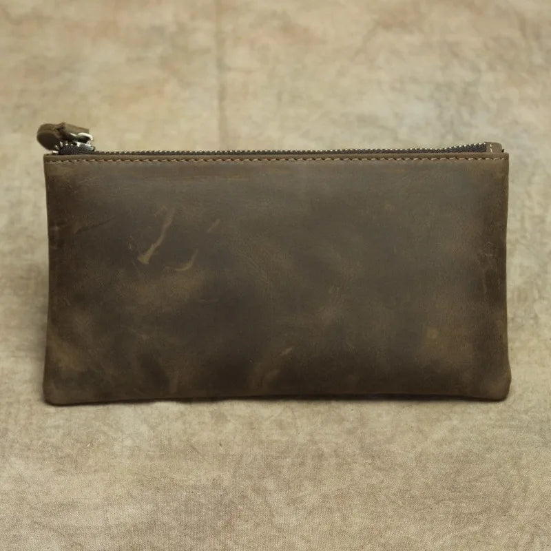 Men's Leather Phone Bag Long Retro Ultra-Thin Wallet