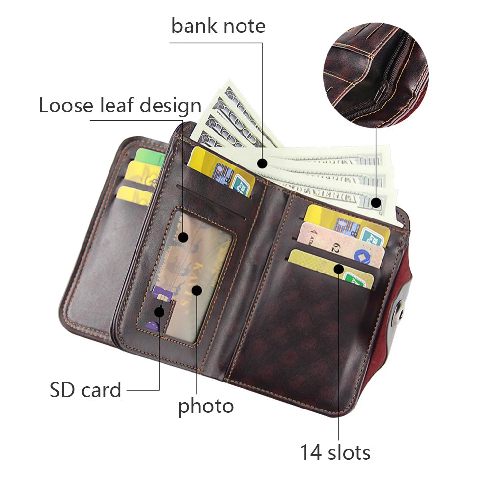 Men's Leather Clutch Bag Magnetic Snap Wallet