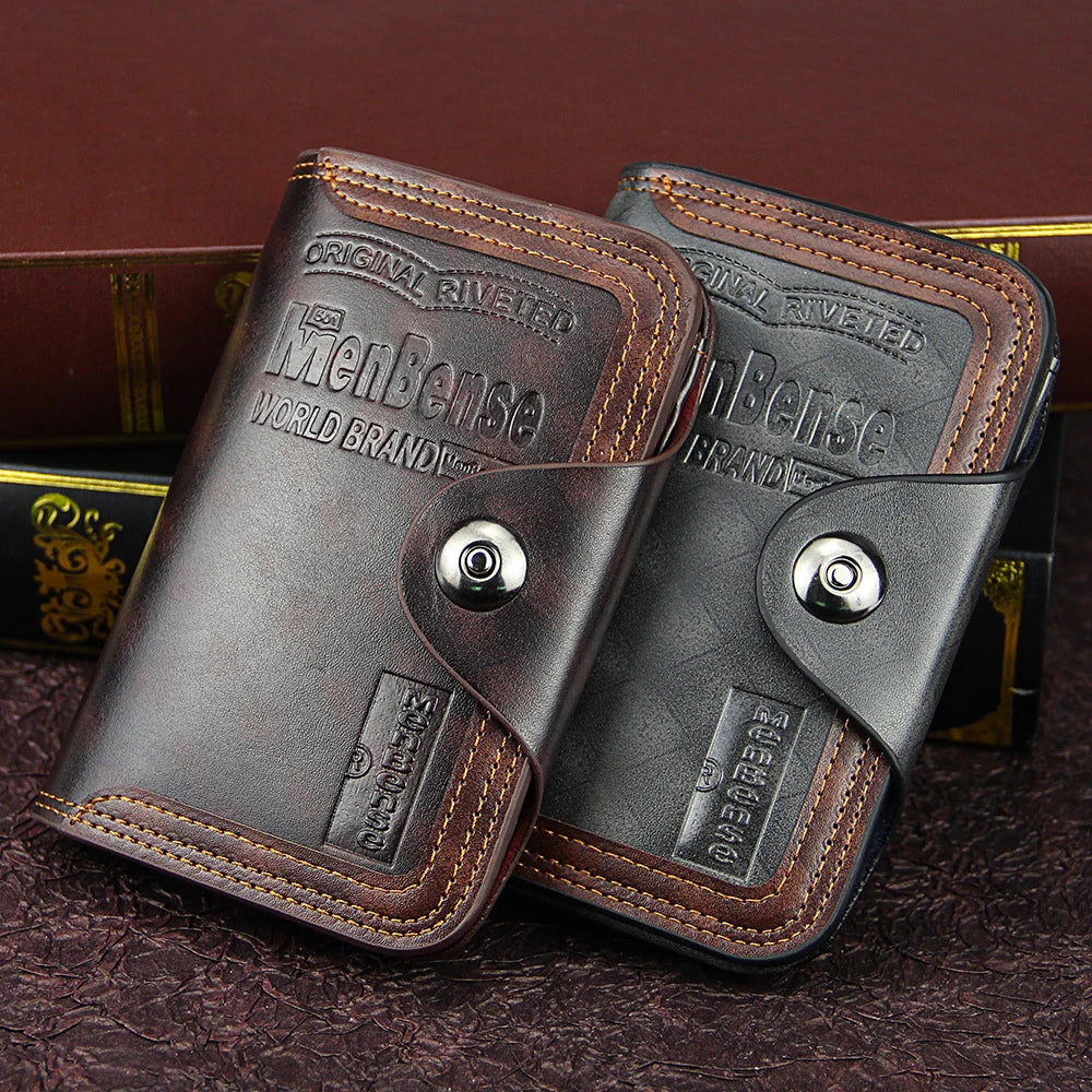 Men's Leather Clutch Bag Magnetic Snap Wallet