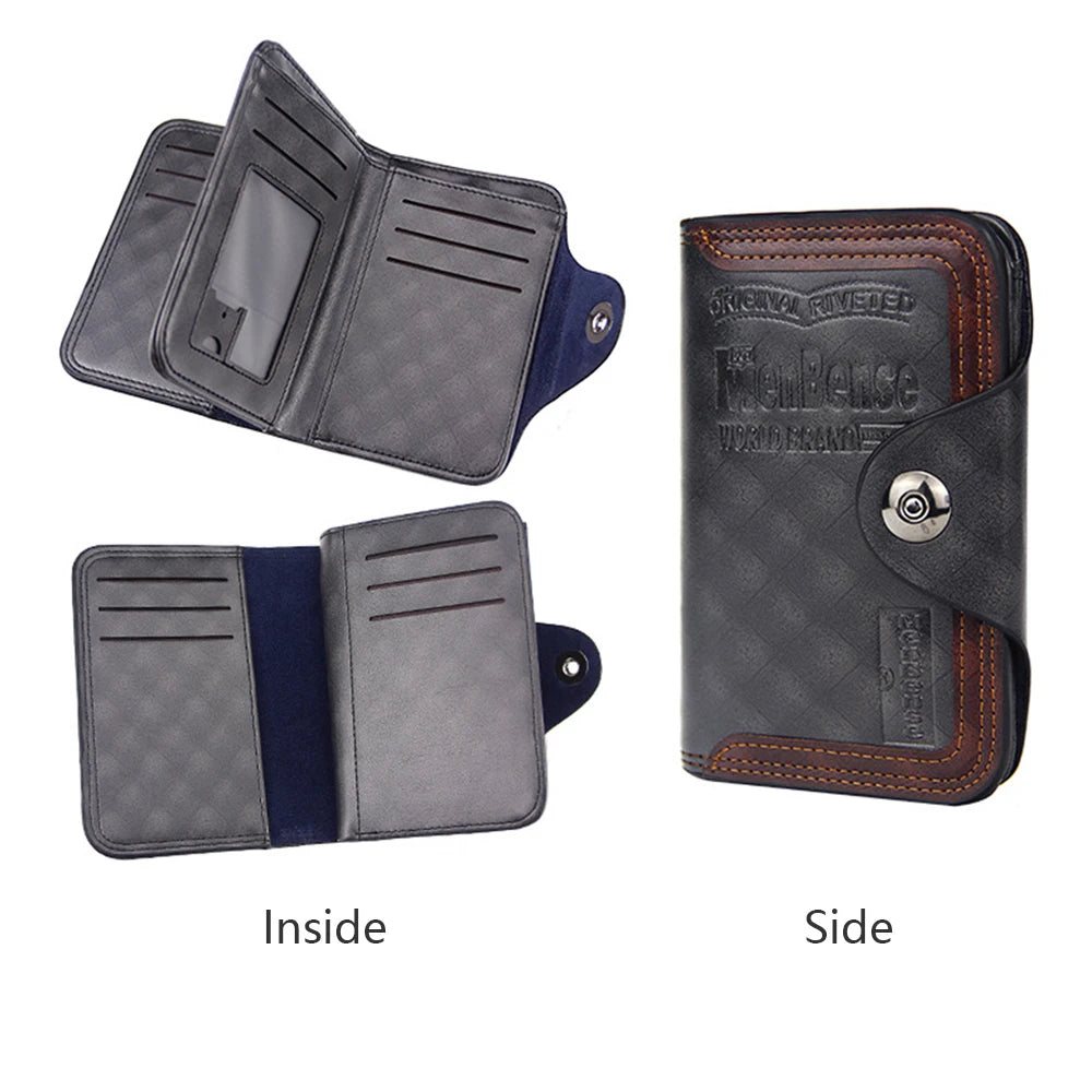Men's Leather Clutch Bag Magnetic Snap Wallet