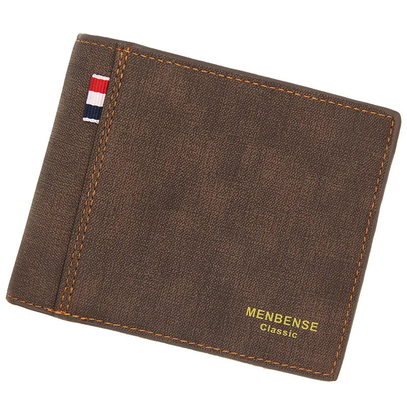 Men's Leather Trifold Wallet Vintage Retro Style Business Purse