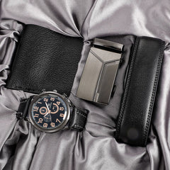 Men's Watch+Wallet+Belt Set Father's Birthday 3pcs/set Dad Boyfriend