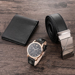 Men's Watch+Wallet+Belt Set Father's Birthday Gift 3pcs