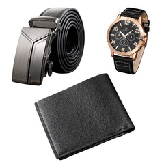 Men's Watch+Wallet+Belt Set Ideal Gift for Dad's Birthday