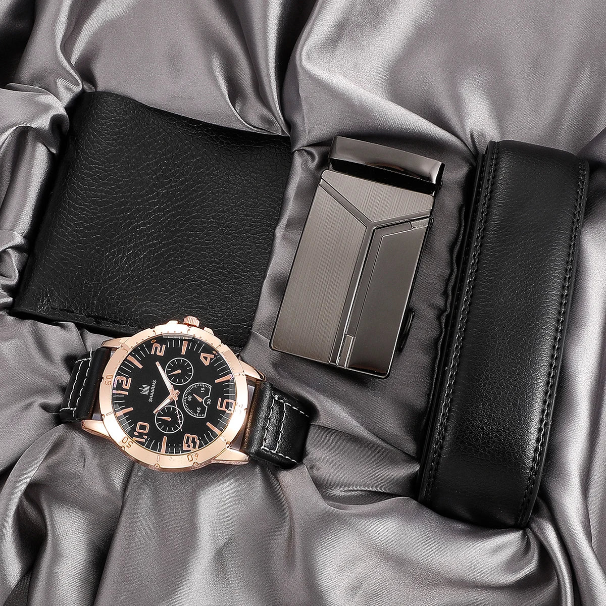 Men's Watch+Wallet+Belt Set Ideal Gift for Dad's Birthday