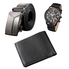 Men's Watch+Wallet+Belt Set Father's Birthday 3pcs/set Dad Boyfriend