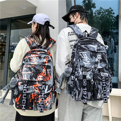 Casual Travel Large Capacity Graffiti Oxford Cloth Backpack