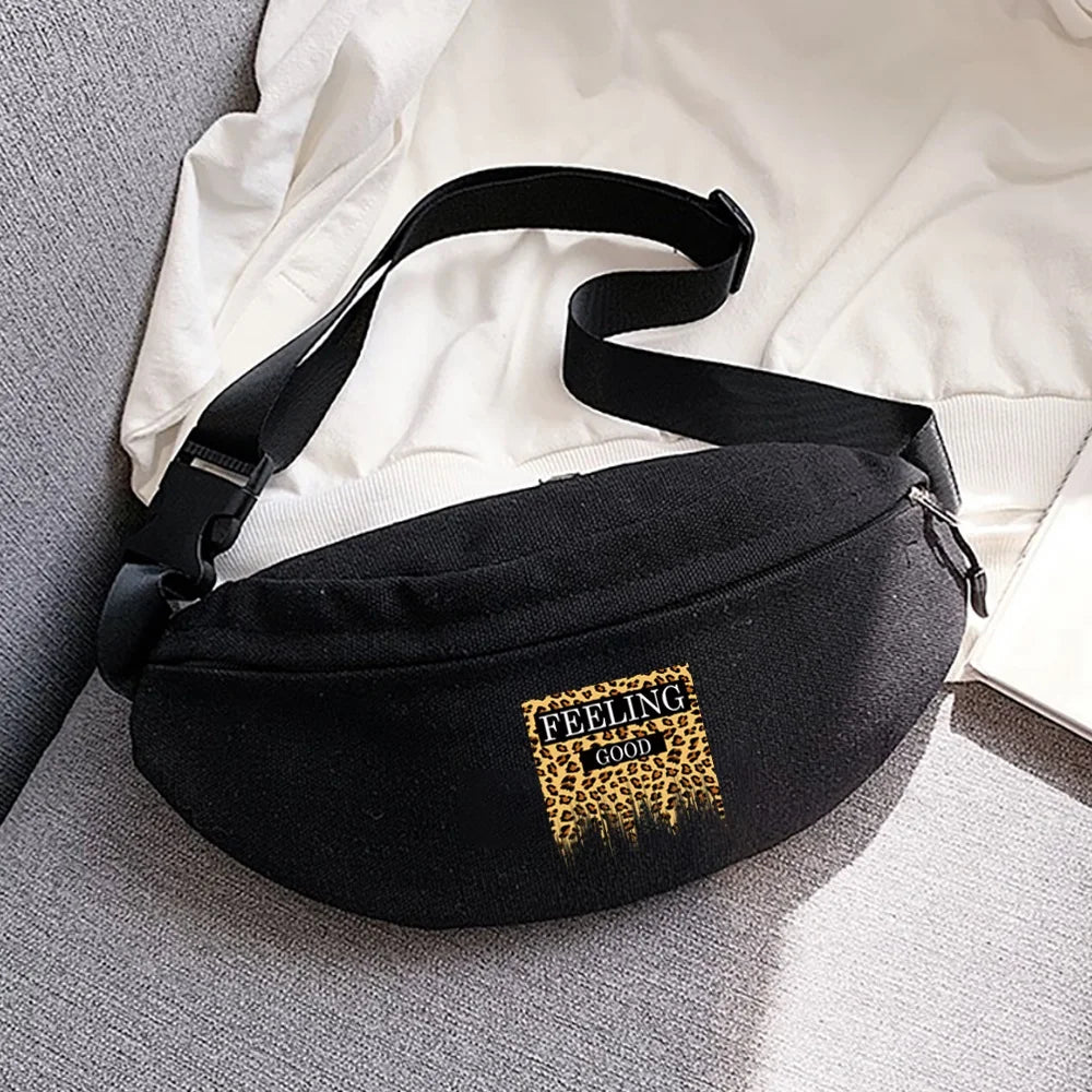 Leopard Print Waist Bag Outdoor Sports Running Cycling Messenger Key Bags