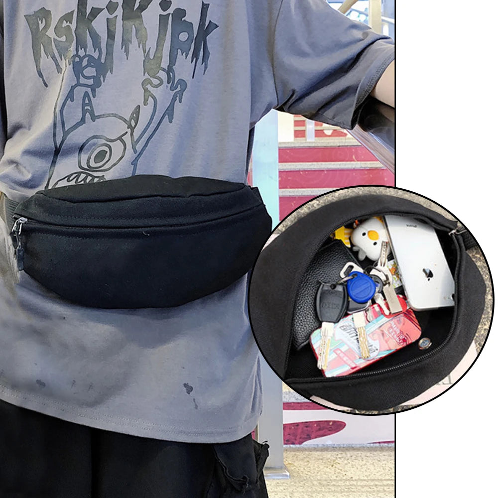 Large Phone Waist Bag Canvas Travel Fanny Pack for Men and Women