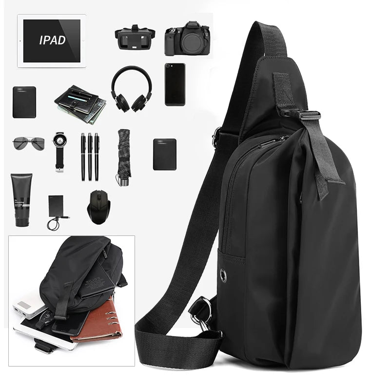 Men's Waterproof Chest Bag Large Capacity Single Shoulder Business Messenger