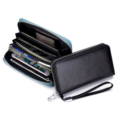 Men's Genuine Leather Zipper Clutch Bag Wallet