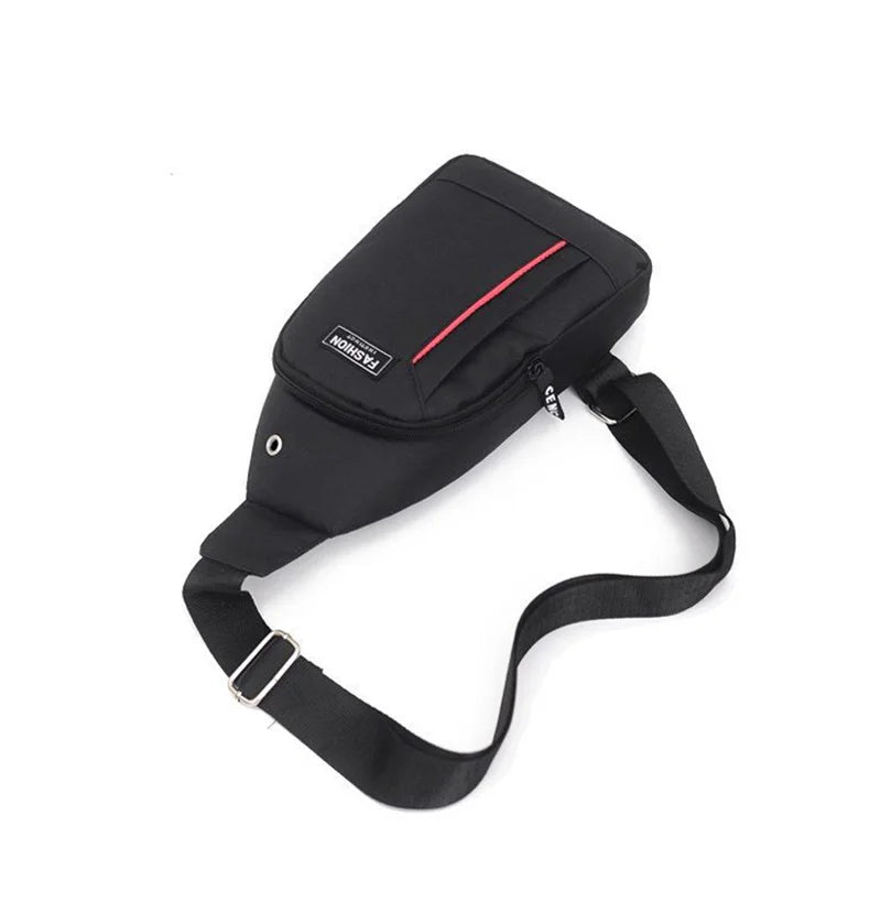Men's Casual Chest Bag USB Charging Crossbody Shoulder Messenger Bag