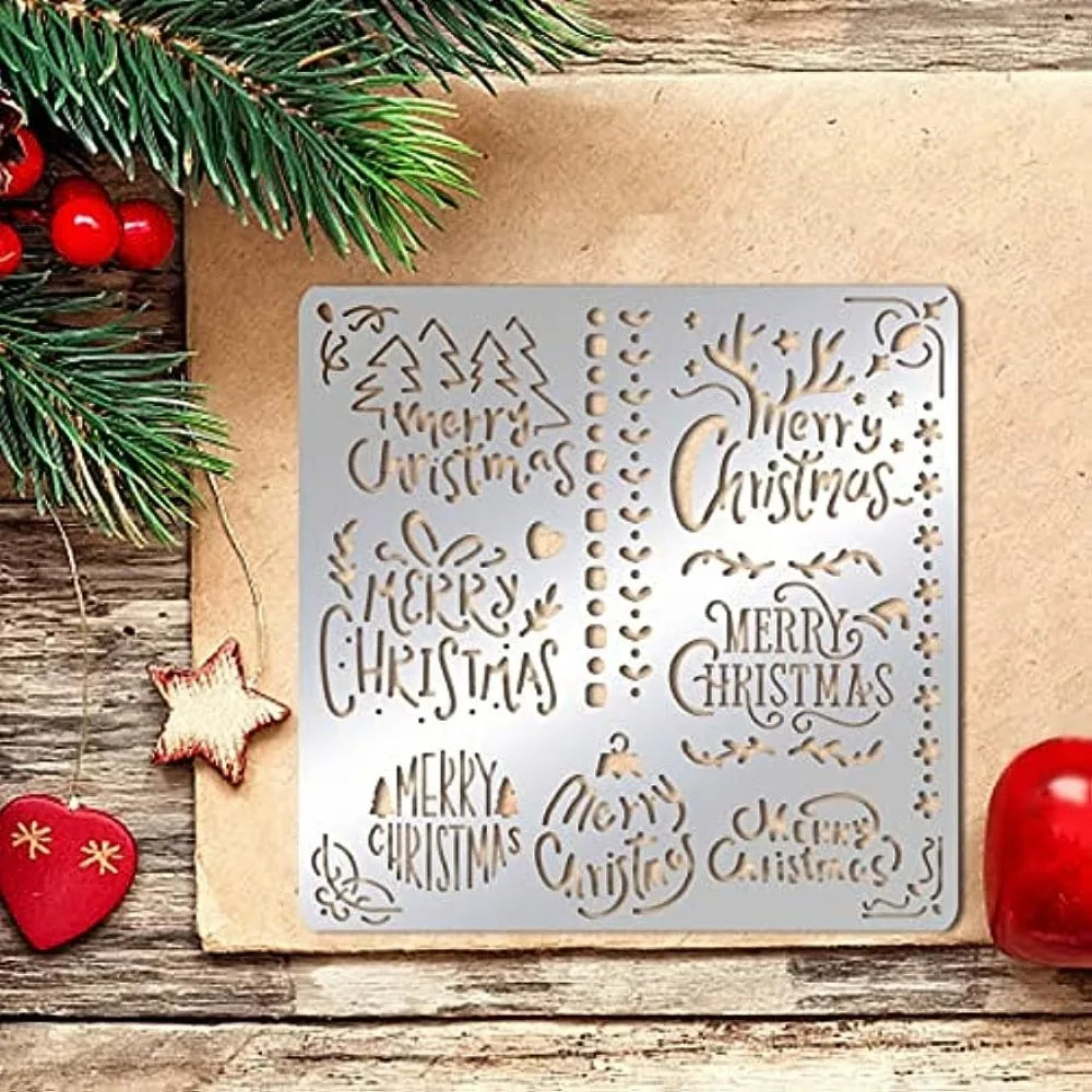 6" Christmas Tree Antlers Snowflake Stencil for Drawings & Engraving