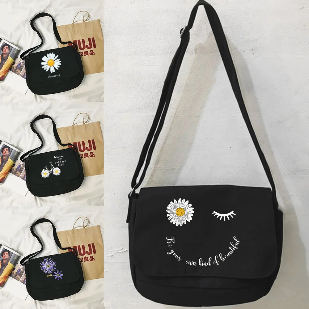 Japanese Daisy Pattern Messenger Bag Harajuku College Style