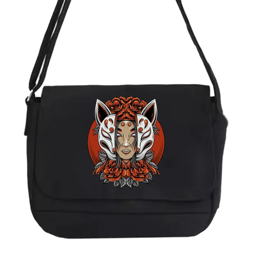 Japanese Harajuku Wind Messenger Bag with Mask Pattern