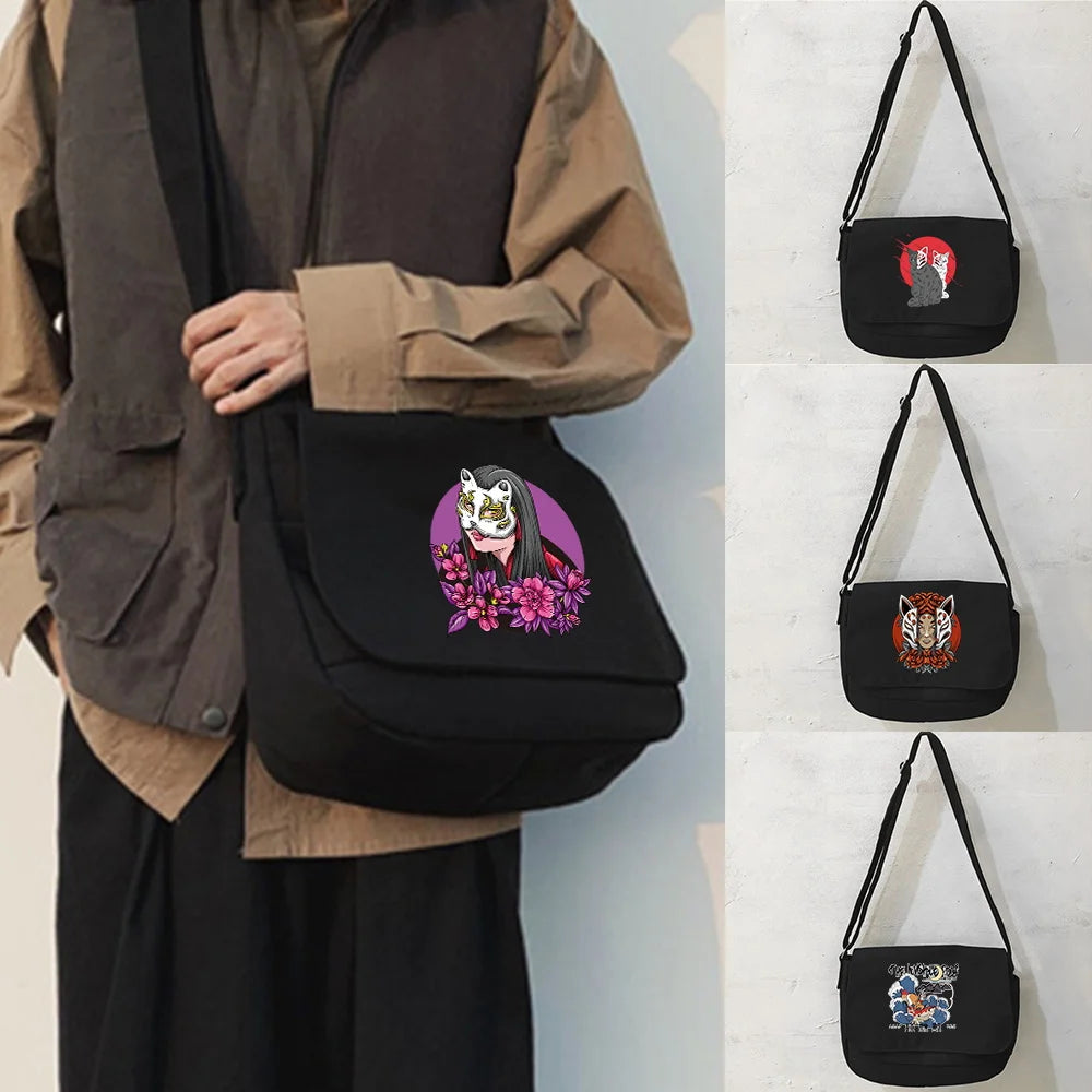 Japanese Harajuku Wind Messenger Bag with Mask Pattern