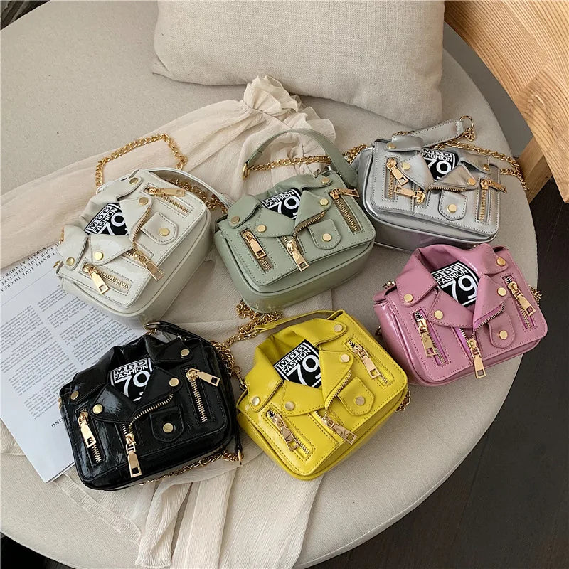 Rivet Zipper Leather Messenger Bag Shoulder Handbag