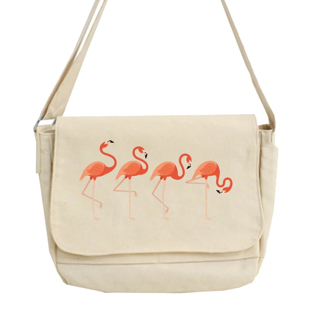 Flamingo Pattern Messenger Bag for Work