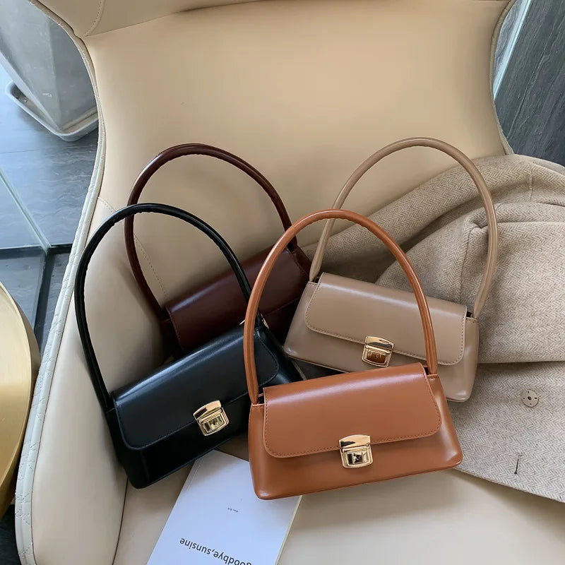 Retro Women Shoulder Bags Flap Leather Crossbody Bags Underarm Bag