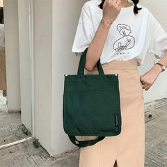 Canvas Japanese Solid Art Shoulder Bag for Daily Commuter