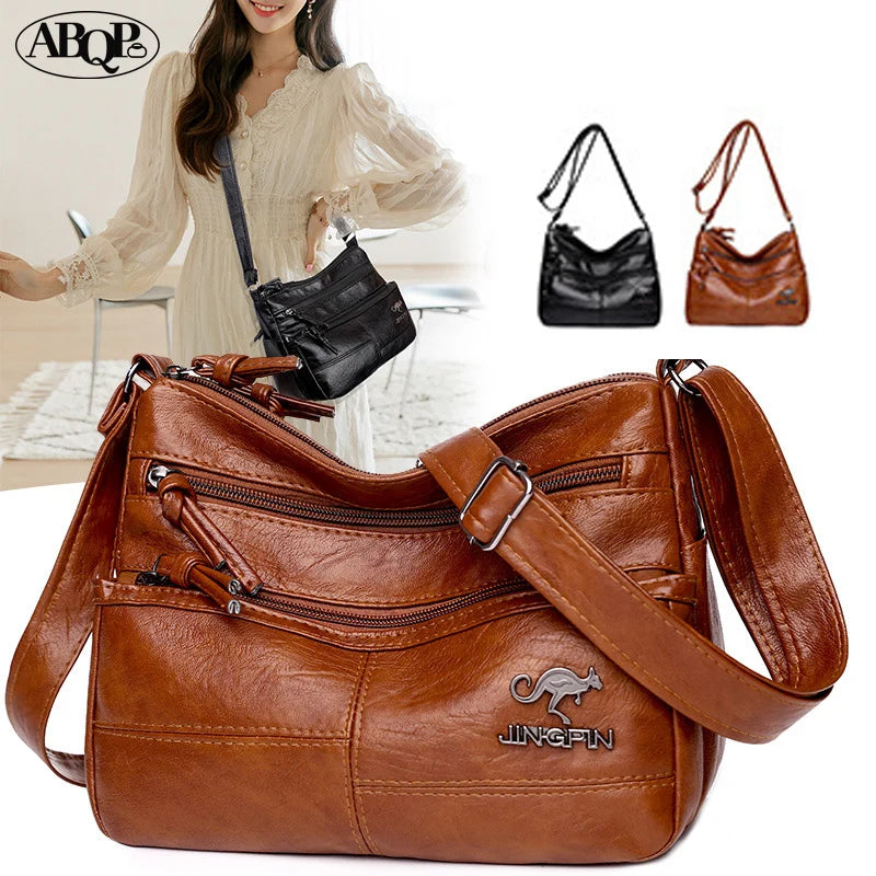 Soft Leather Messenger Bag European American Retro Style