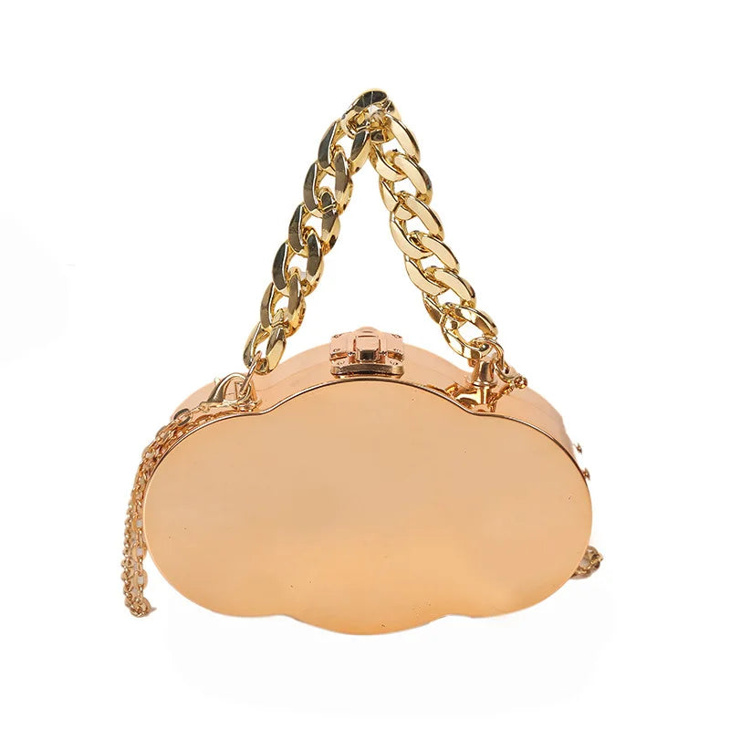 Metal Crossbody Bags Hard Purse Gothic Cloud Shape Shoulder Bag