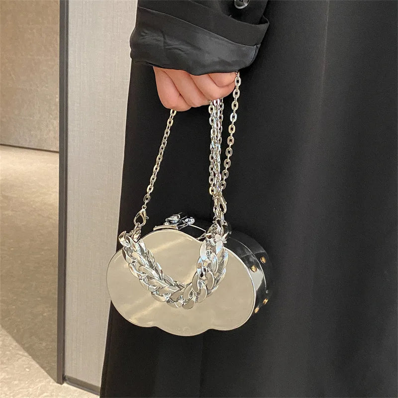 Metal Crossbody Bags Hard Purse Gothic Cloud Shape Shoulder Bag